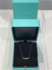 ?? Tiffany & Co. East West Necklace – Graduated 7 Diamonds – 0.42ctw – PT950 Pla
